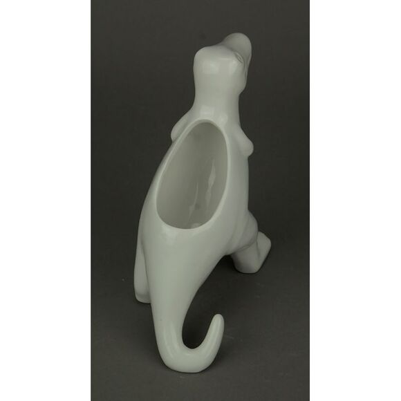 White Ceramic Tyrannosaurus Rex Dinosaur Jurassic Decor Planter - Picture 3 of 3